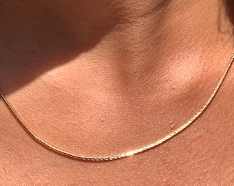 18K GF Dainty Gold Box Chain Necklace,Charm Necklace,Simple Gold Filled Chain,Gift for Girlfriend,Gift for Her,Delicate Necklace for Mom