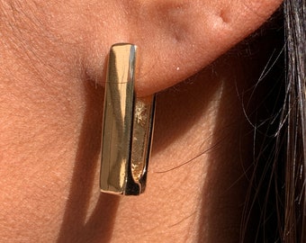 18KT Chunky Square Shaped Hoops,Thick Gold Filled Hoop Earrings,Everydaywear Hoops,Statement Hoops,Geometric Hoops, Gold Filled Hoops