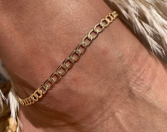 18K Gold Filled Anklets for Women, Curb Chain Anklet, Anklet Bracelet, Thick Gold Anklet, Waterproof Anklet, Nickell Free, Hypoallergenic