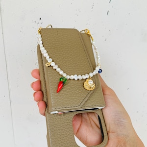 Pearl Phone Charm Beaded Wrist Strap, Pearl Phone Chain, Beaded Phone Wristlet, Cute Phone Accessory, Girlfriend Gift