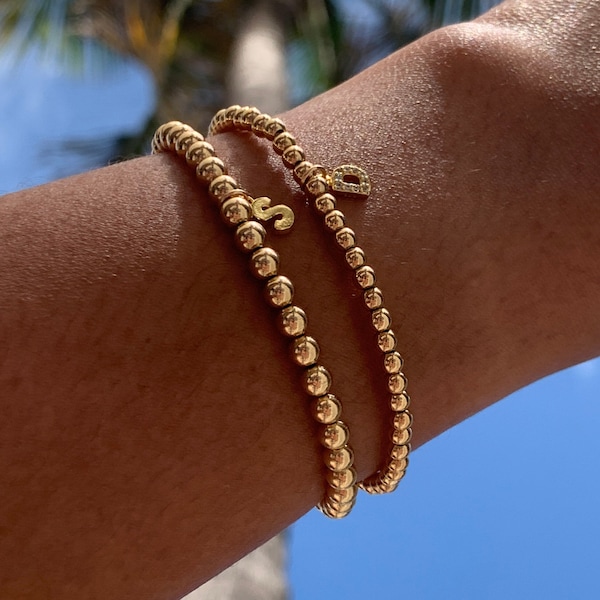 Gold Bead Bracelet Etsy