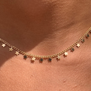 18K Dainty Gold Star Choker Necklace,Celestial Jewelry,Tiny Star Choker Necklace,Layering Star Necklace,Tiny Star Charm Necklace for her
