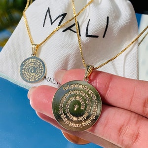 Collar de oración de serenidad de 18K, collar de mantra positivo, regalo de aliento, joyería católica, regalo religioso, collar de luchador, regalo de guerrero