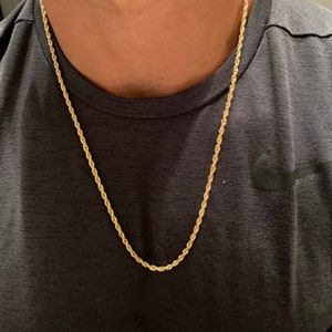 18K Gold Filled Rope Chain, Mens Rope Necklace,Thin Gold Chain,Necklace For Him,Mens Jewelry,Mens Rope Necklace Chain,Gift for Grandson