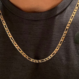 Gold Filled Figaro Necklace,Waterproof Necklace,4mm Mens Figaro Necklace,Jewelry For Him,Mens Jewelry,Mens Gold chain,Long Gold Chain,Figaro