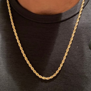 18K Mens 4mm Rope Necklace, Waterproof mens chain, Gold Filled Rope Chain, Jewelry for husband, Necklace for son ,Necklace for him