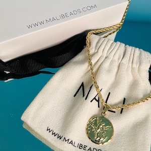 18K Saint Michael the Arc Angel Necklace, Cadena San Miguel necklace, St. Michael Necklace,Gold Saint Michael Jewelry, Religious Jewelry