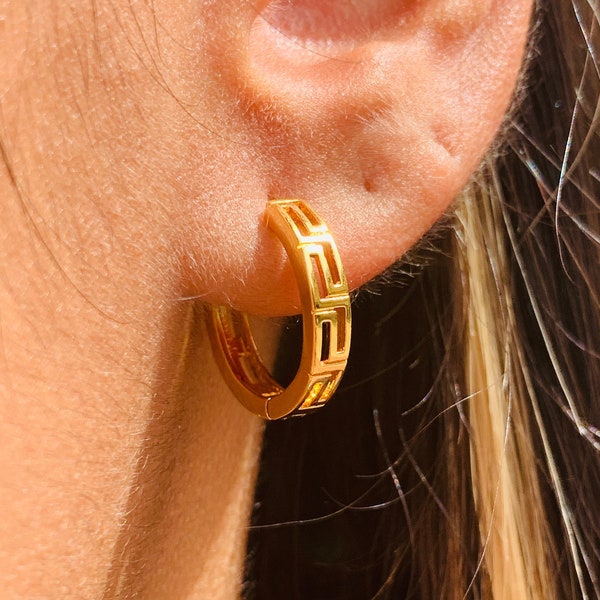 18K GF Greek Hoop Earrings,Gold Filled Vintage Turkish Hoops,Everyday wear hoop earrings,Grecian hoops,Simple Boho Hoops Minimalist Earrings