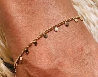 18K Gold gefüllte baumelnde Kettenfußkettchen, Fußkettchen für Frauen, wasserdichte Fußkettchen, zierliche Fußkettchen, Flachkettchen Fußkettchen, minimalistisches Fußkettchen, einfaches Fußkettchen