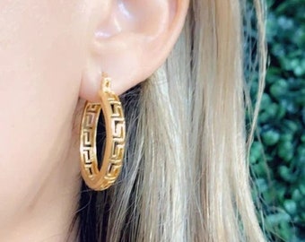 18K Greek Hoop Earrings, Lightweight Everyday wear Hoops, Turkish Hoop Earrings, Simple Gold Hoops Minimalist Earrings, Greek Inspired Hoops