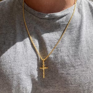 18Kゴールドクロスリンクチェーン付き太めチェーン、ゴールドフィルド