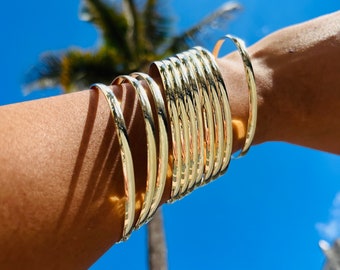 Chunky Gold Filled Bangles, Thick Gold Bangles for Women, Layering Bracelet, Stacking Bracelets, Gold Filled Cuffs, Waterproof Jewelry