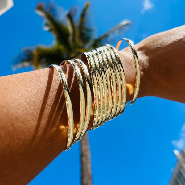 Chunky Gold Filled Bangles, Thick Gold Bangles for Women, Layering Bracelet, Stacking Bracelets, Gold Filled Cuffs, Waterproof Jewelry
