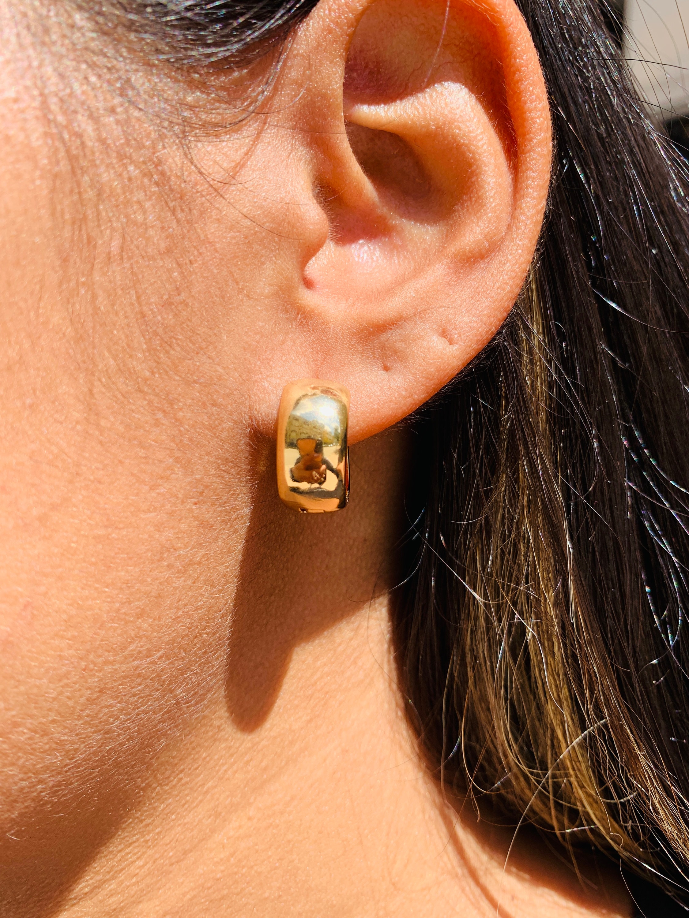 18K Gold Filled Thick Huggies, Small Hoops, Chunky Hoop Earrings