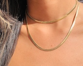 Dreamtimes Collana Girocollo A Catena Serpente Piatta - Acciaio Inox Oro - Gioiello Unisex Con Sacchetto In Velluto - 3