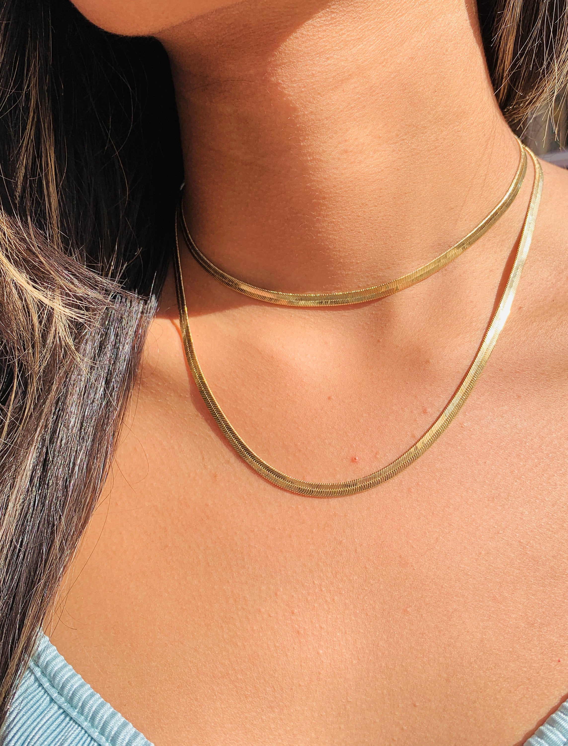 Collana Aereo Donna Oro 18K – Girocollo In Acciaio Inox, Catena A Spina Di Pesce, Regalo Con Scatola