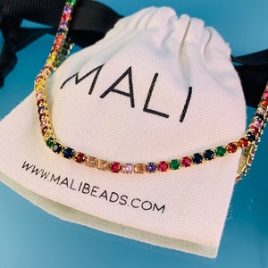 18K Colorful Tennis Bracciale Collana,Dainty Diamond Multicolor Collana,Anniversario Regalo per moglie,Regalo fidanzata,Collana tennis a strati
