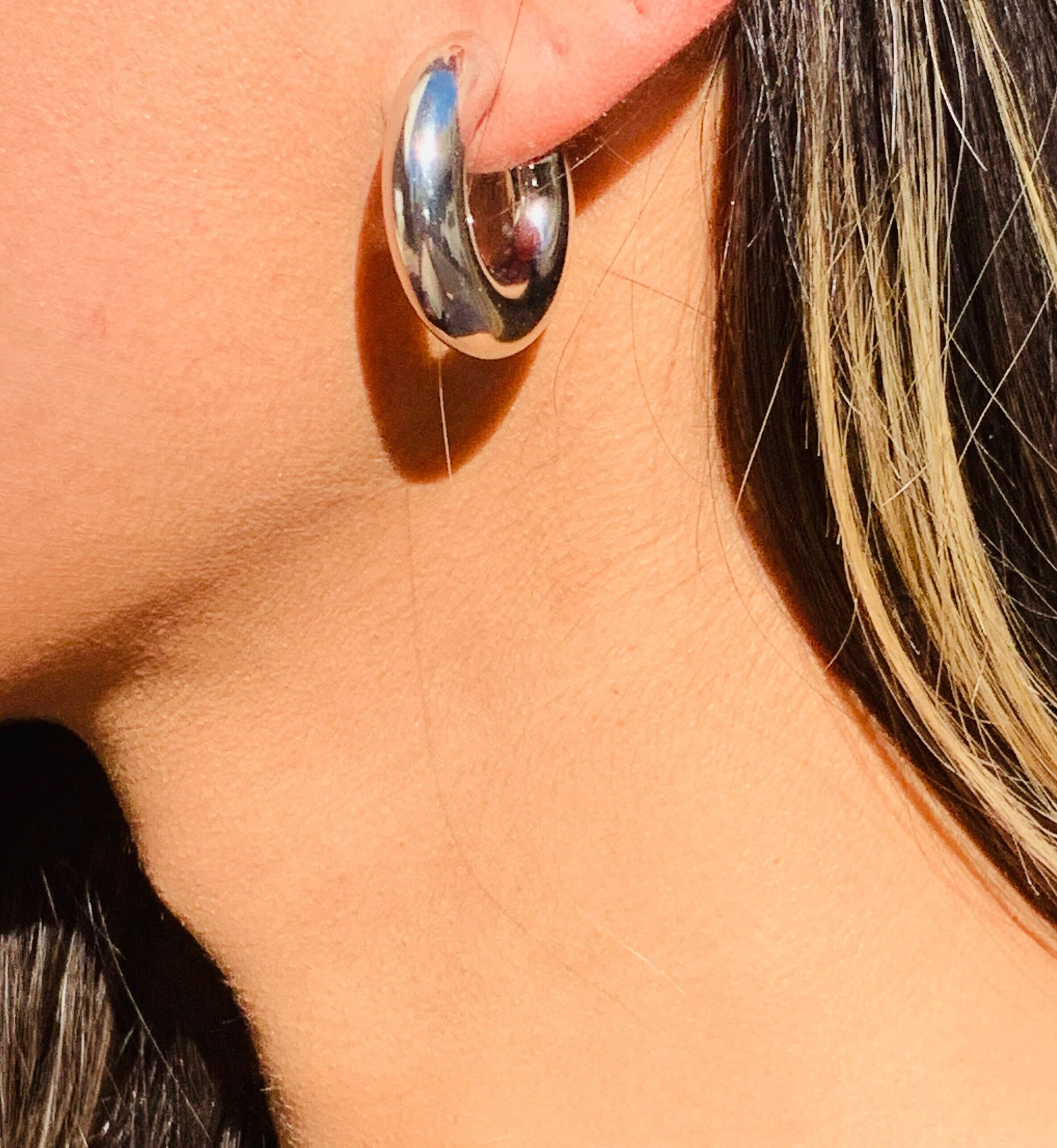 Silver 30mm Hoop Earrings - Silver Hoop Earrings, Donut Hoop Earrings, Thick Hoops, Simple Hoop Earrings, Chunky Hoop Earrings, Small Hoop