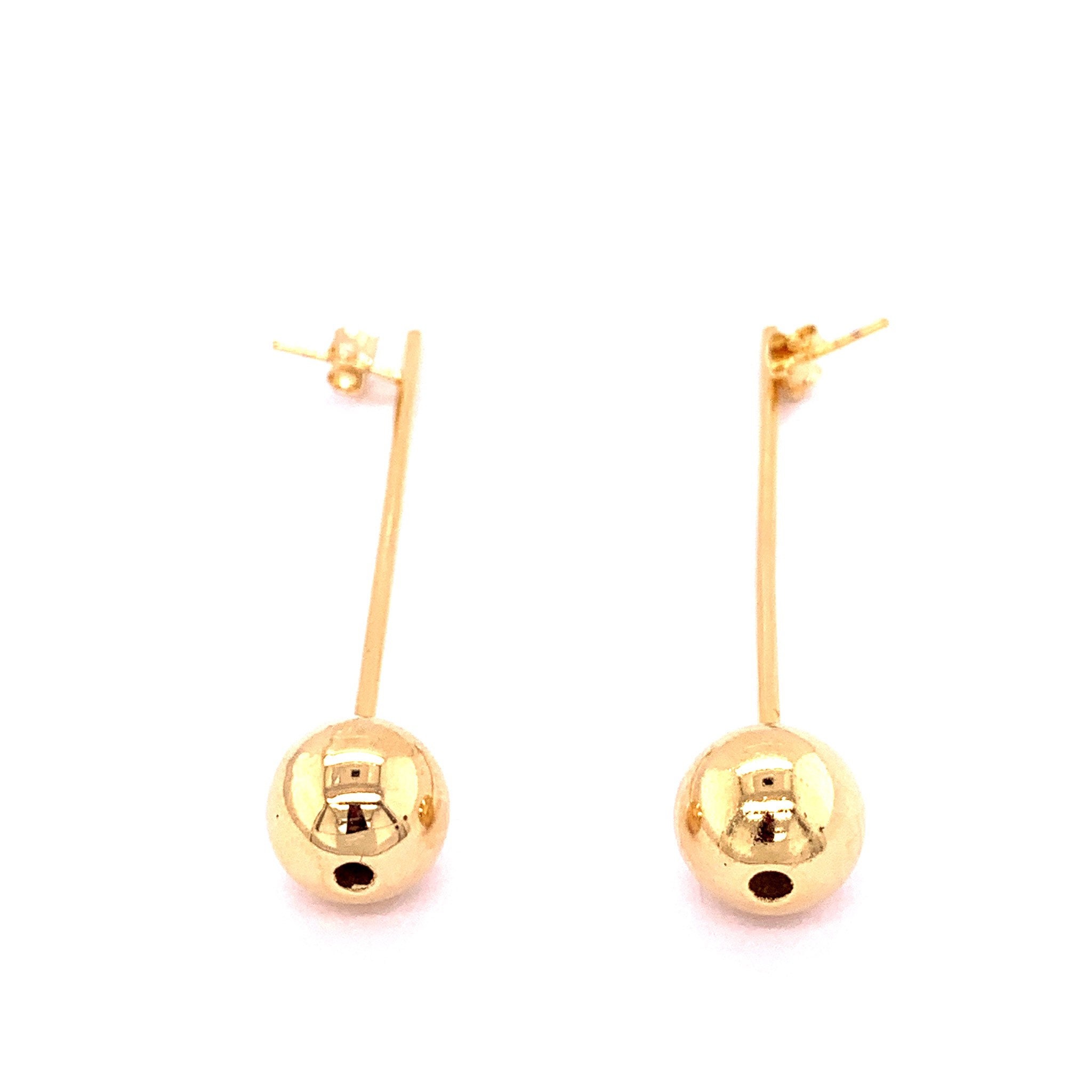 18K Gold Ball Drop EarringsStatement EarringsGold Dangle Etsy