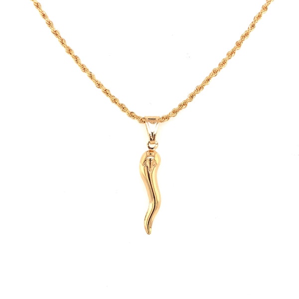18k Italian Horn Pendant Necklace,Waterproof Italian Cornicello Gift for Women,Italian Amulet for Wife,Cornicello Gift,Italian Amulet Jewel