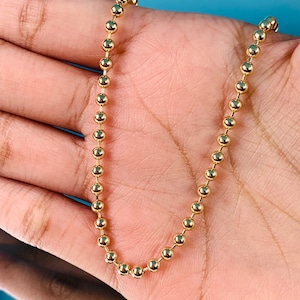 18K Gold Filled Beaded Ball Chain Necklace,Military Ball Chain,Dainty Necklace,Beaded Necklace,Long Chain,Small Beaded Necklace,Ball chain