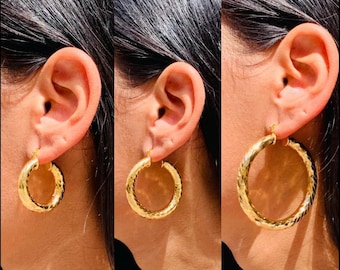 18K Large Gold Filled Hoop Earrings, Chunky Hoop Earrings,Gold Filled Hoops,Big Hoop,Large Hoops,Hoop,Gold Hoops,18KT,Earring,Gold Fill