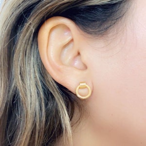 18K Gold Filled Stud Earrings, Ready to Ship, Waterproof Earrings, Dainty Circle Studs, Minimalist Earrings, Chic Studs, Knot studs