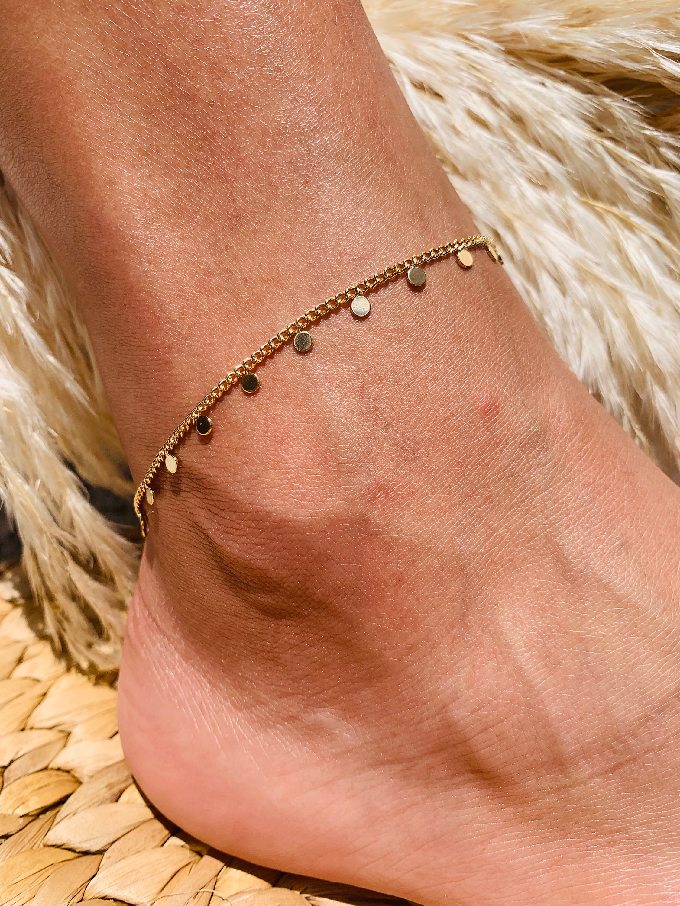 Gold ball anklet deals