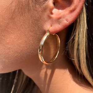 18K Large Statement Hoops, Lightweight Everyday Hoop Earrings, Chunky Hoops, Boho Large Hoops, Gold Hoop Earrings, Thick Hoop Earrings
