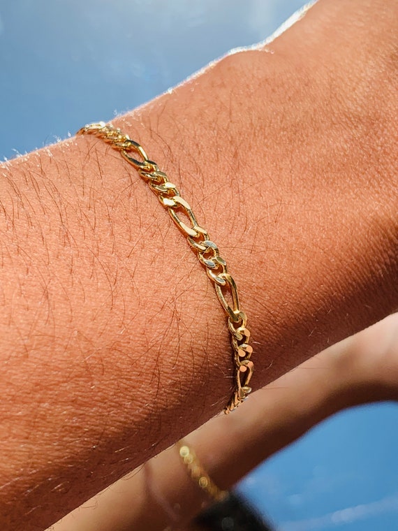 18K Gold Plating Women Men Bracelet Curb Figaro Chain Fashion Bangle  Jewelry New | eBay