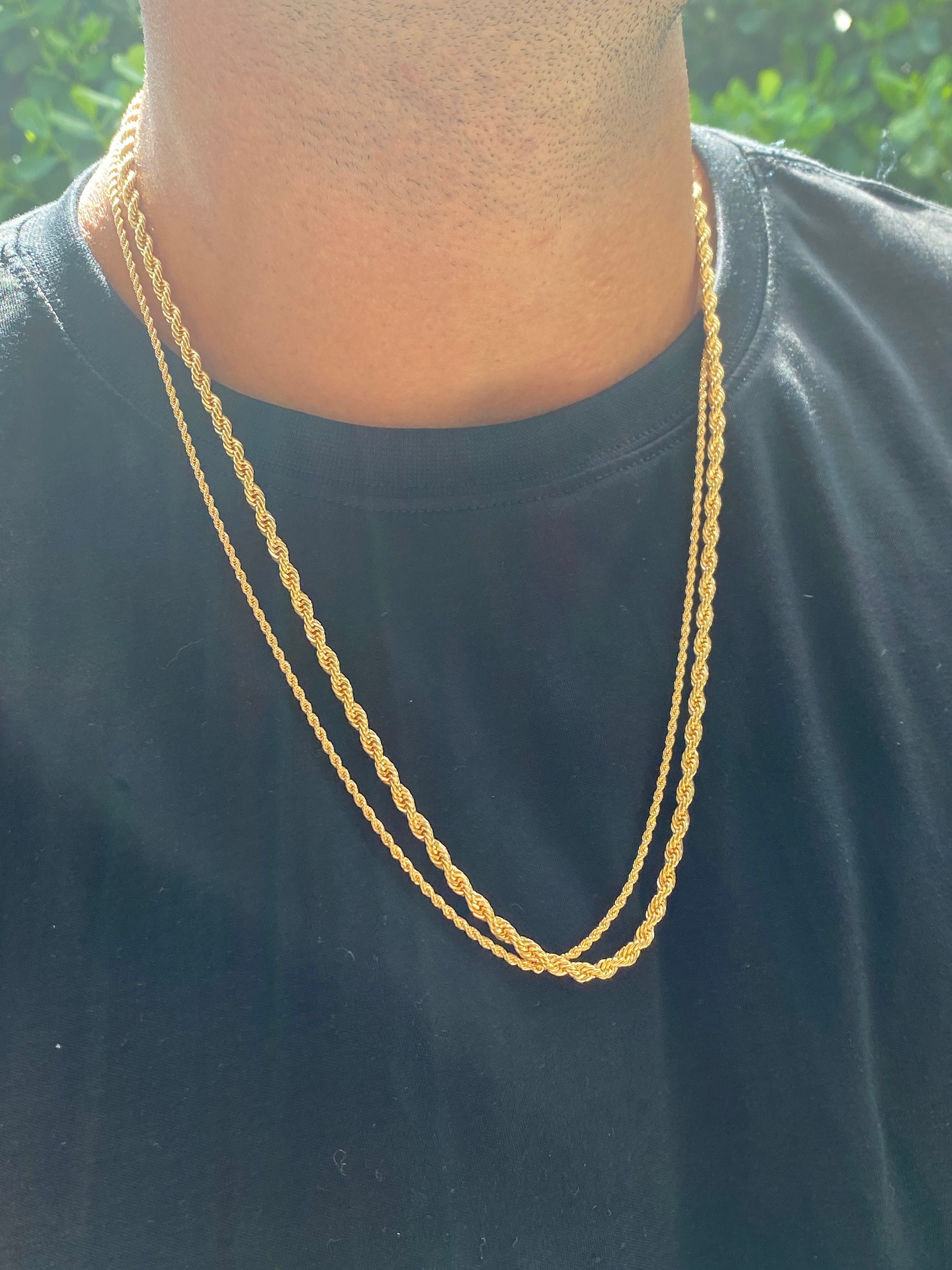 Collana a catena di corda d'oro 18 carati ... - ONEW Accessories