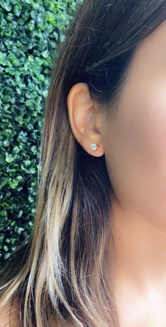 18K Small Dainty Diamond Studs diamond Earrings earrings for Little Girls tiny Studs simple Studs children Earrings everyday Earrings Etsy UK