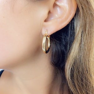 25mm 18KT Gold Filled Hoop Earrings, Medium Sized Hoop Earrings, Gold Hoop Earrings,Hoop Earring,Light Hoops, Hoop,Gold Hoops