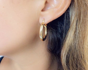 25mm 18KT Gold Filled Hoop Earrings, Medium Sized Hoop Earrings, Gold Hoop Earrings,Hoop Earring,Light Hoops, Hoop,Gold Hoops