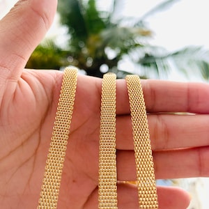 18K Gold Mesh Necklace, Ready to Wear, Gold Filled Necklace, Chunky Necklace, 6mm Mesh Herringbone, Necklaces for Women, Gift for her