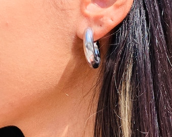 Orecchini a cerchio intrecciati in argento sterling 925: design a corda spessa - Italia