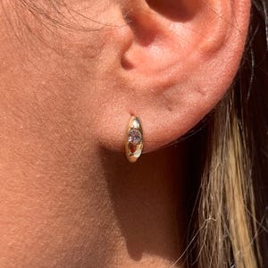 18K Dainty Thick Huggies, Gold Filled Huggie Earrings, Small Hoops, Mini CZ Hoops, Stackable Earrings, Chunky Hoops, Minimalist Hoops
