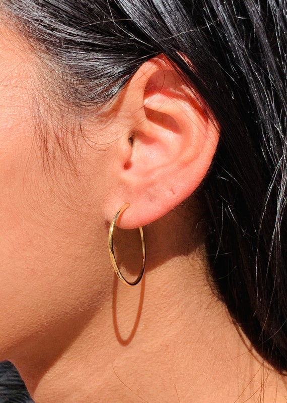 30mm 18KT Gold gefullte Hoop Ohrringe Infinity Gold Creolen Hoop Ohrringe Creolen dunne Hoop Ohrringe einfache Gold Hoops Geschenk fur sie Etsy