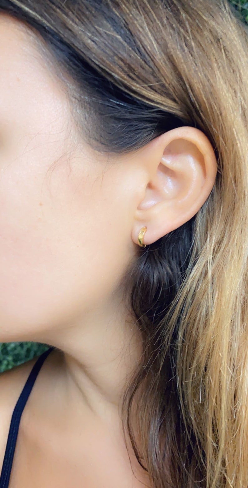 9mm Square Edged Mini Hoops, Gold Filled Huggies, Small Hoop Earrings, Dainty Huggy Earrings,Ear Stack, Dainty Hoops,Hoop Earrings, Huggies image 10