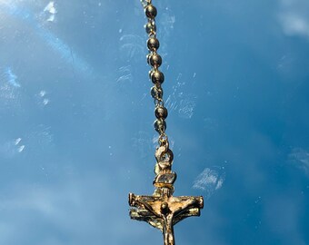 Silber 18 Karat Vergoldet Kreuz Anhänger Rosenkranz Kette Schmuck Perlen Perlen