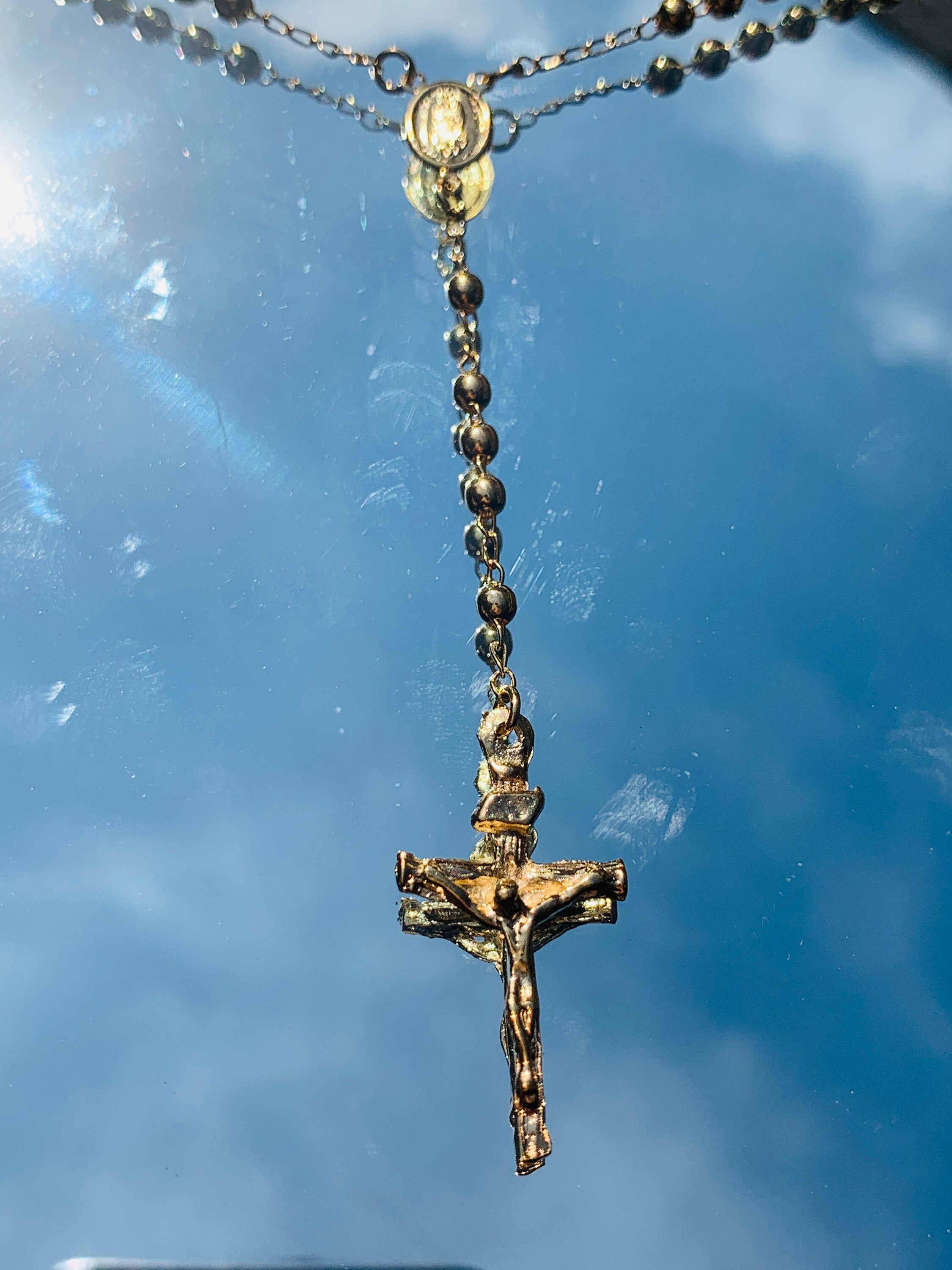 18k Gold filled Rosenkranz Kette Halskette,Winzig Gold Rosenkranz Kreuz  Halskette für Layering,Religiöses Geschenk für sie,zierliche Kreuz Halskette,Schlichte  Corss - .de