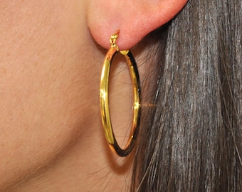 35mm  Gold Filled Hoop Earrings,Thin Gold Hoops,Dainty Hoop earrings,Non Tarnish Hoop Earrings,Simple Gold Hoops,Gold Filled Hoop,Light Hoop