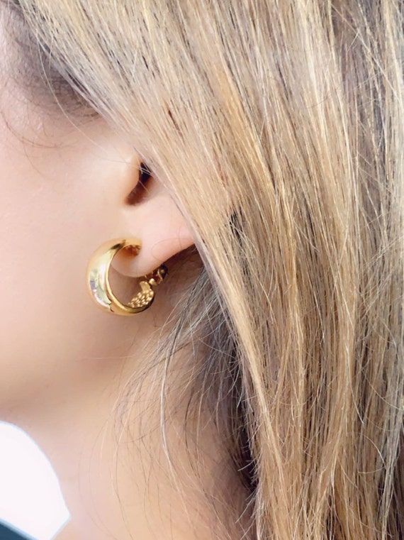 18K Thick Clip on Hoop Earrings Comfortable Clip on Earrings
