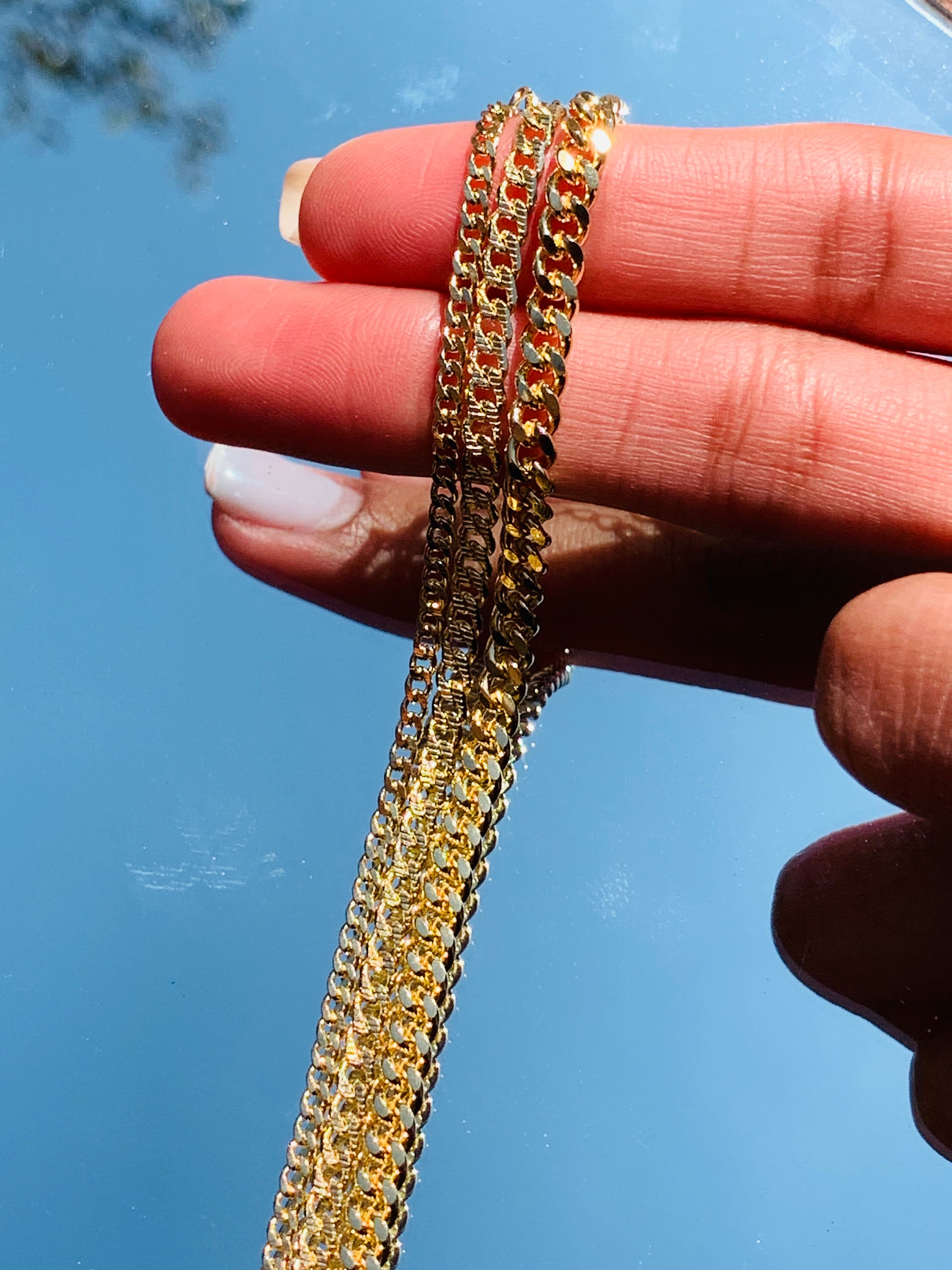 Bracciale a catena mista in oro, bracciale riempito in oro 18k per donna, gioiello impermeabile - Italia