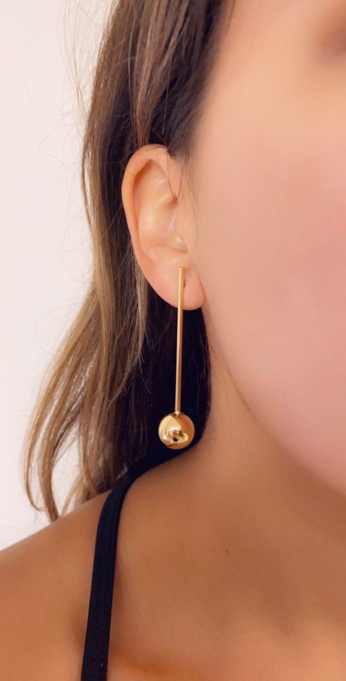 18K Gold Ball Drop Earringsstatement Earringsgold Dangle Etsy