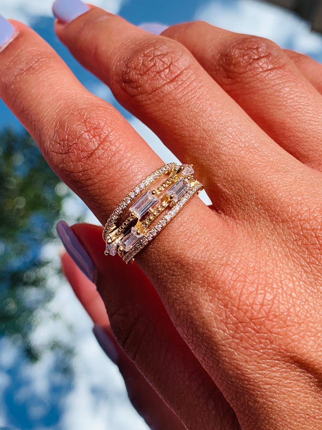 Dainty Gold Filled Stacking Ring, Diamond CZ Ring, Minimalist Ring ...