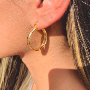 18K Chunky Gold Hoops, Lightweight Hoops, Thick Gold Filled Hoops, Hoop Earrings, Nickel Free Earrings, Ready to ship, Big Gold Hoops