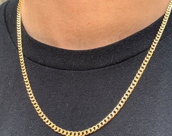 18K Gold Filled Curb Necklace, Thick Gold Chain for Men, Gold Chain for Son, Mens Gold Chain,Mens Necklace, Gift for Husband, Mens Jewelry