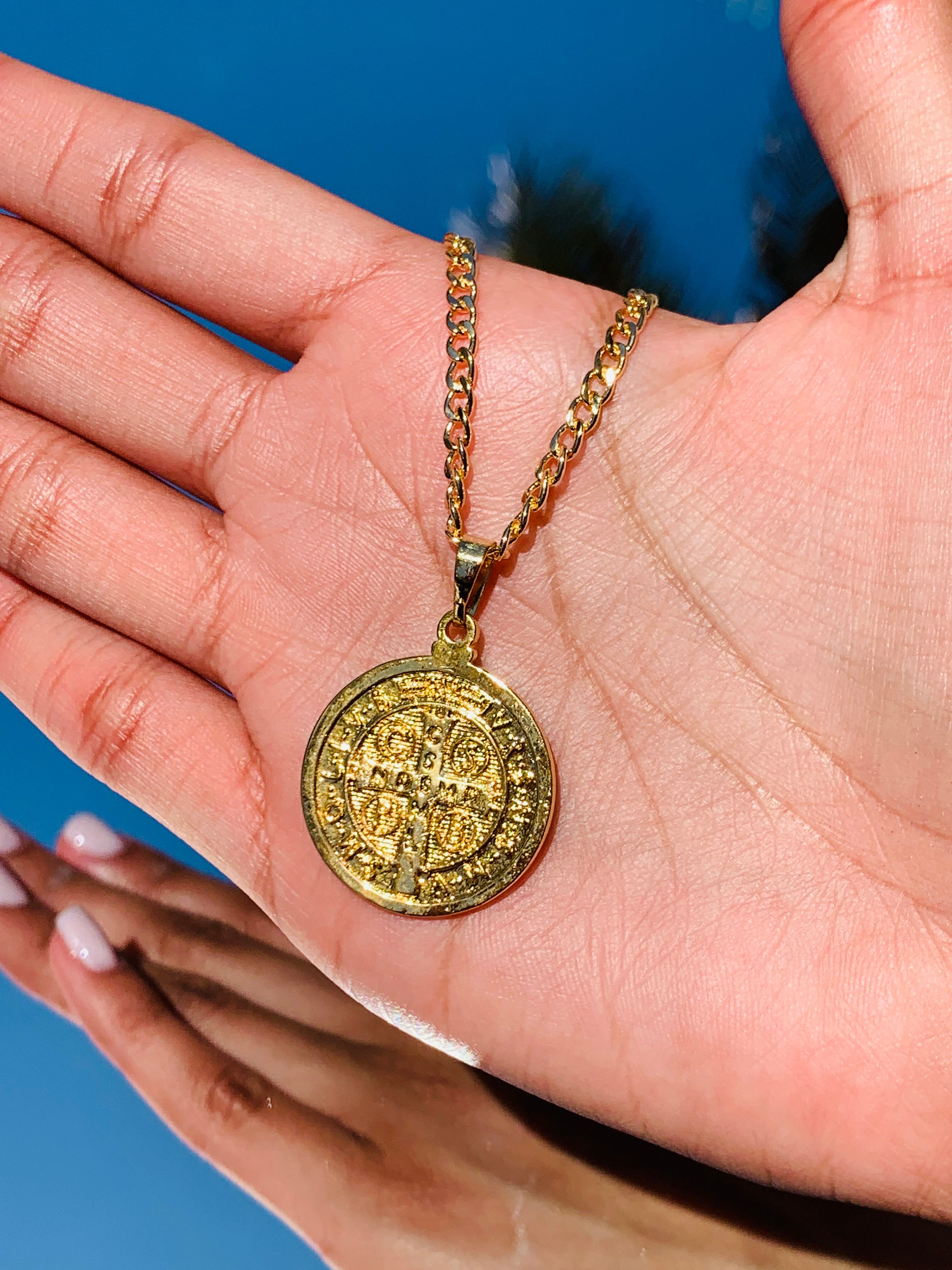 Collana con medaglia di San Benedetto 18k, gioielli di San Benedetto, collana religiosa, Cadena San Benito, gioielli cristiani, oro riempito, regalo - Italia