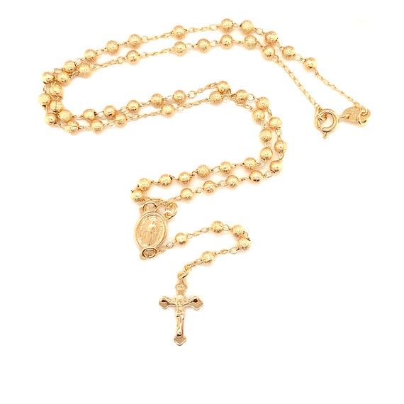 18k Lange Rosenkranz Kette Halskette,Zierliche Gold filled Winzige